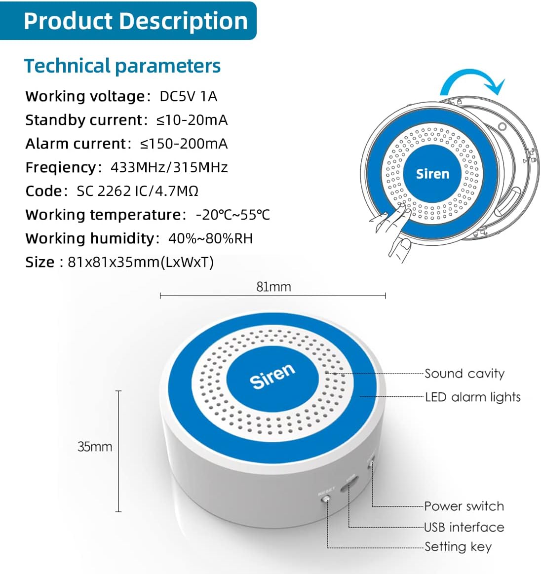 Alarme Sans Fil 120dB